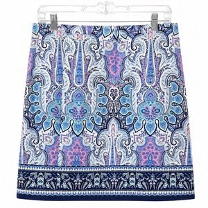 Talbots Blue Paisley Print Mini Skirt Size 10 Preppy Coastal Boho Summer